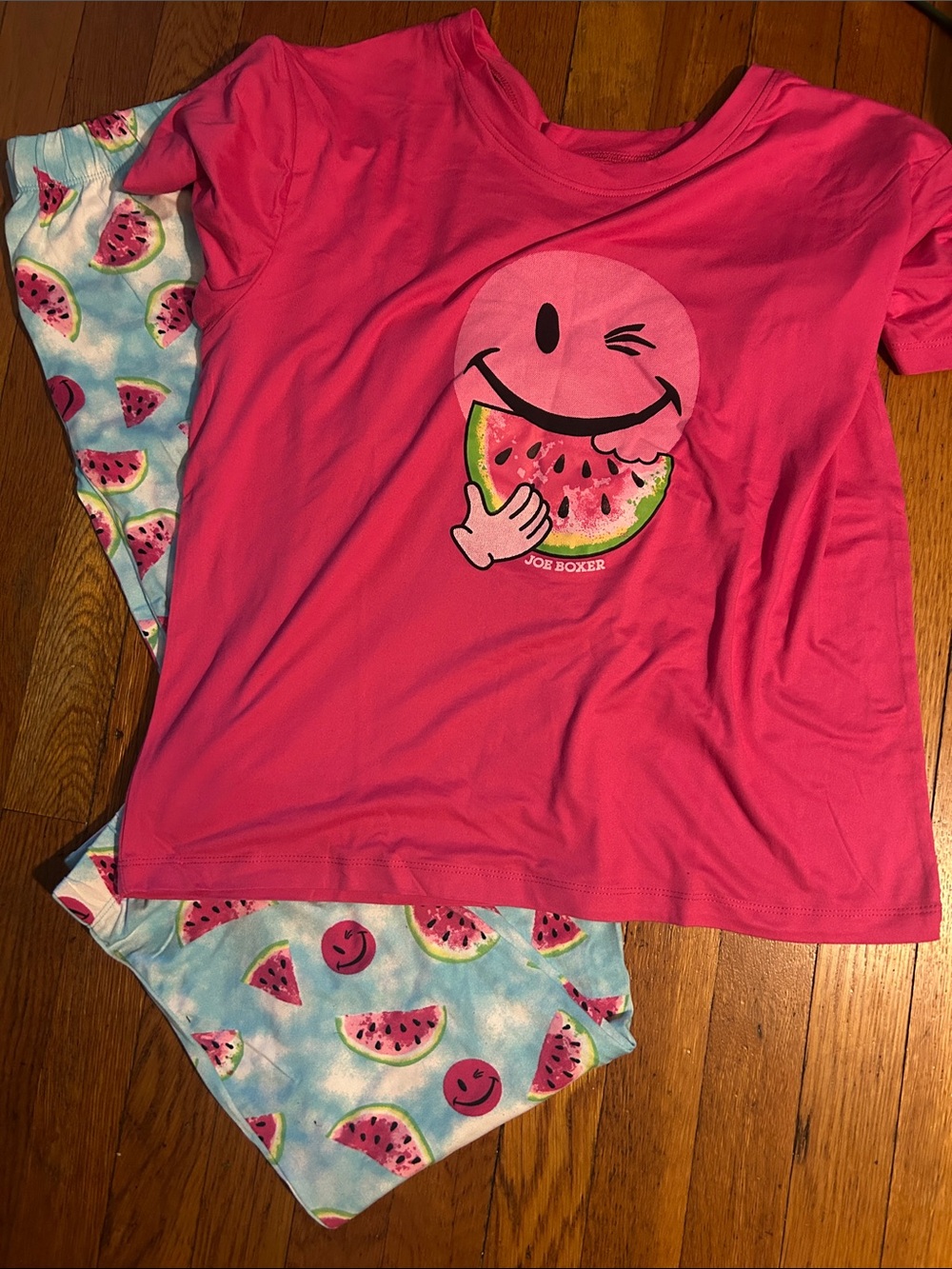 Joe Boxer Pink and Light Blue Watermelon Smile Pajama Set
